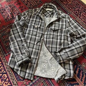 Wool Blend Western Buffalo Button Zip Shirt Jacket